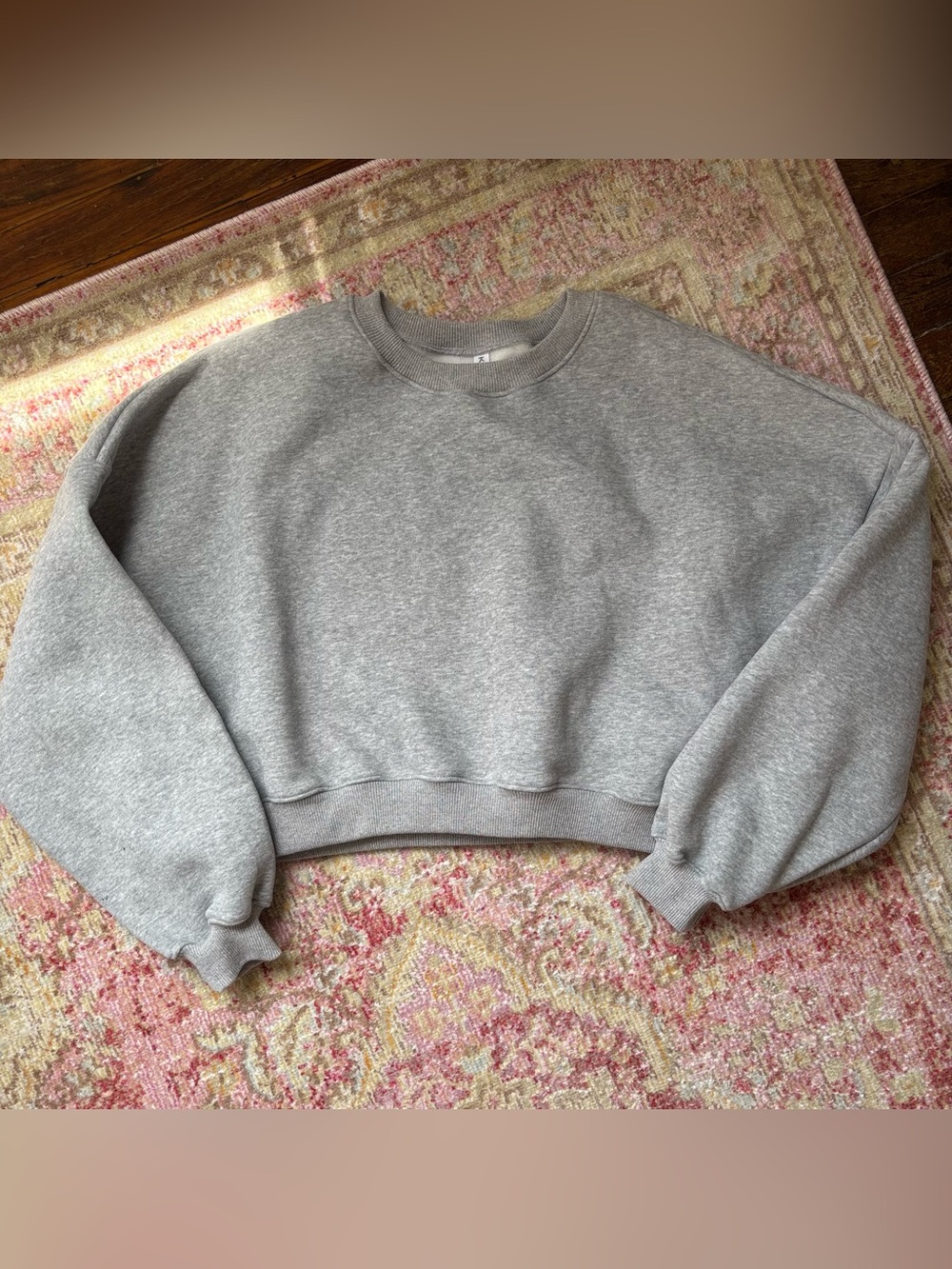 heather grey crewneck fleece sweatshirt